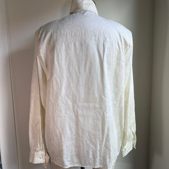 Vintage Victorian Romantic Blouse Cotton Jacquard Size 12 Barrie Pace USA Made - Picture 4 of 12